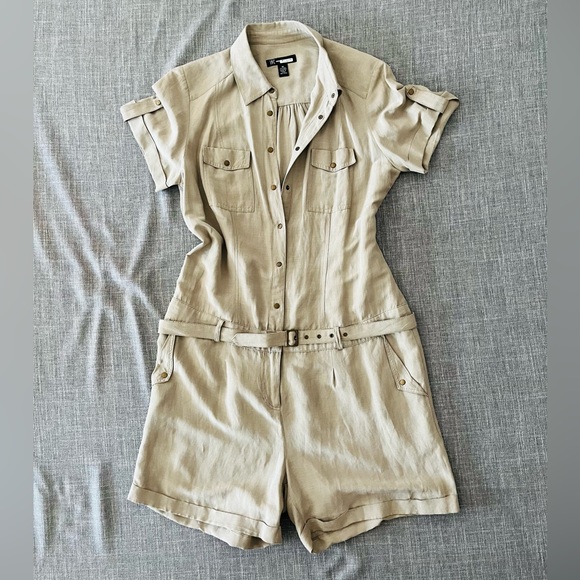 Vintage Y2K INC International Concepts Utility Belted Romper Size 10 - Picture 2 of 11